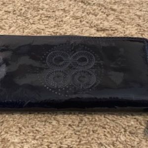 COACH ACCORDION WALLET NAVY BLUE LEATHER AUTHENTIC